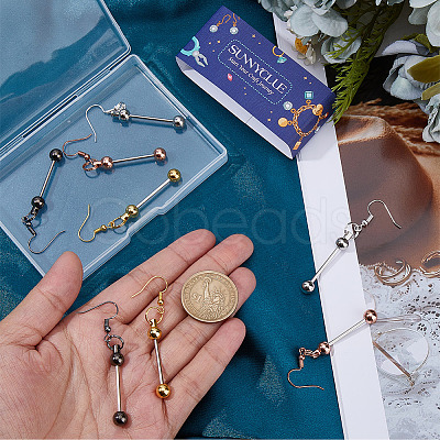 4 Pairs 4 Colors Iron Dangle Earring Findings EJEW-SC0010-91-1
