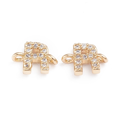 Brass Micro Pave Cubic Zirconia Letter Links ZIRC-I042-16G-R-1