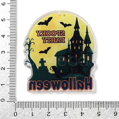 Halloween Theme Double Sided Printed Acrylic Big Pendants OACR-Z023-02M-1