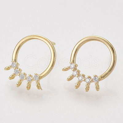 Brass Cubic Zirconia Stud Earring Findings X-KK-S350-026-1