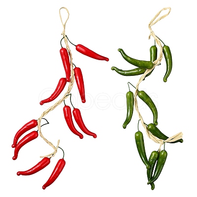 2Pcs 2 Colors Foam Simulated Chili Hanging Decorations AJEW-GF0009-60-1