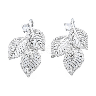 Brass Micro Pave Clear Cubic Zirconia Twister Clasps KK-N233-402P-1