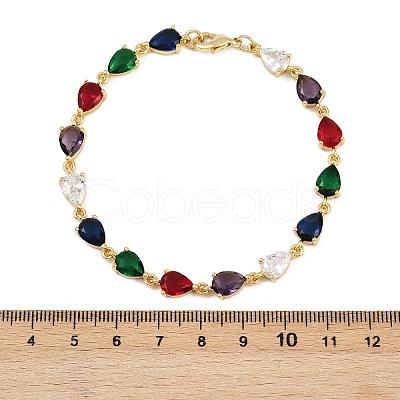 Brass Micro Pave Cubic Zirconia Link Bracelets BJEW-Z138-01G-1