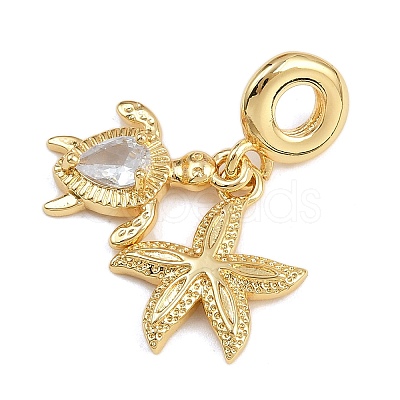 Brass Pave Clear Cubic Zirconia European Dangle Charms KK-N271-43G-1