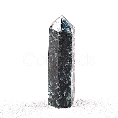 Point Tower Natural Moss Agate Home Display Decoration PW-WG04107-58-1