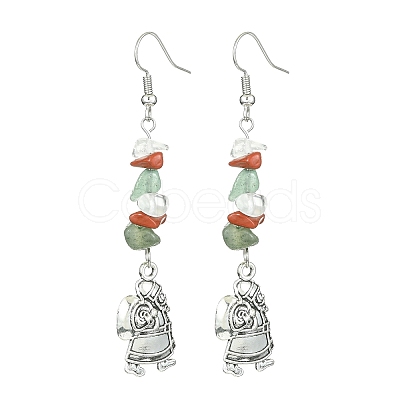 Christmas Theme Tibetan Style Alloy Dangle Earrings with Brass Pins EJEW-JE05307-1