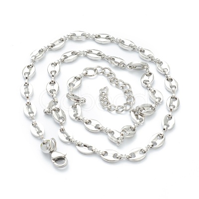 Non-Tarnish 304 Stainless Steel Coffee Bean Chain Necklaces NJEW-O123-01P-1