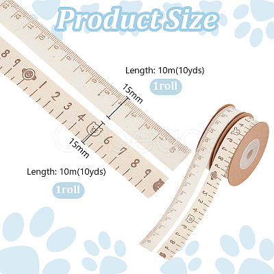 2 Rolls 2 Styles Cotton Printed Ruler Ribbon OCOR-PH0005-13-1