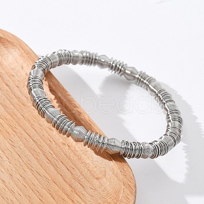 304 Stainless Steel Stretch Bangles for Women BJEW-P315-02B-P-1