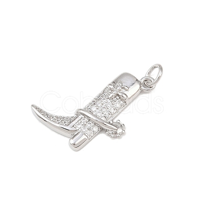 Brass Micro Pave Cubic Zirconia Pendants KK-P339-14P-1