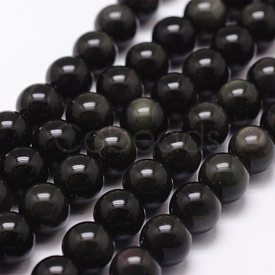 Natural Rainbow Obsidian Beads Strands G-D838-6mm-04-1