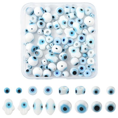 80Pcs 8 Styles Handmade Lampwork Evil Eye Beads LAMP-FS0001-38A-1
