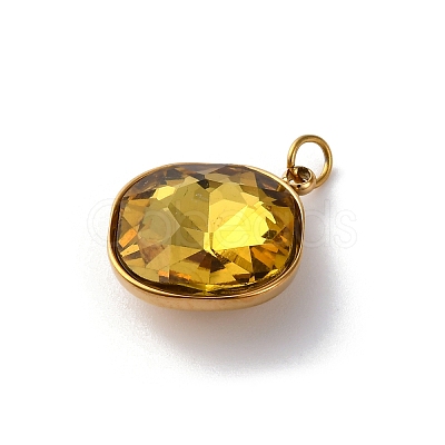 High Polished 316 Stainless Steel Faceted Glass Pendants STAS-K258-47G-04-1