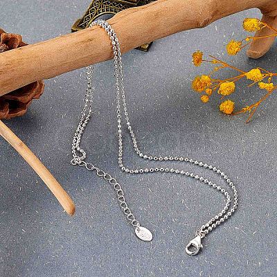 Anti-Tarnish Rhodium Plated 925 Sterling Silver Multi-strand Ball Chain Anklet with Tiny Oval Charm JA190A-1