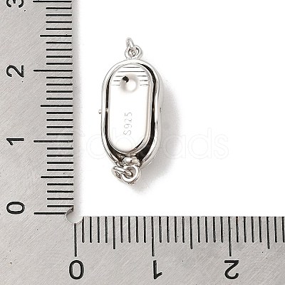 Rhodium Plated 925 Sterling Silver Peanut Bayonet Clasps STER-G038-18P-1