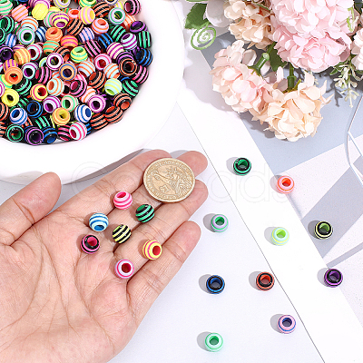 400Pcs 2 Colors Spray Painted Acrylic European Beads SACR-PA0001-28-1