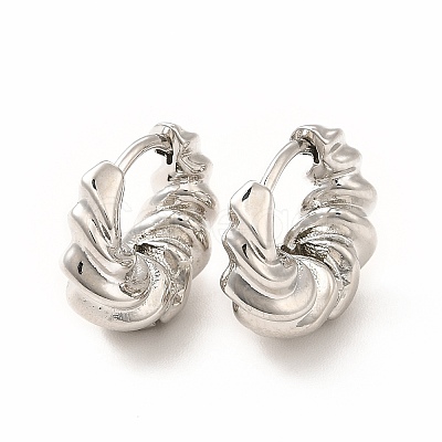 Twist Ring Rack Plating Brass Hoop Earring for Women EJEW-H091-14P-1