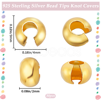 925 Sterling Silver Bead Tips Knot Covers STER-BBC0005-94A-G-1