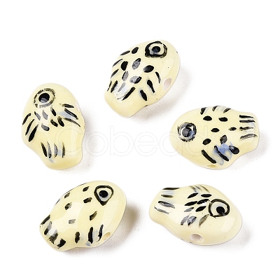 Handmade Printed Porcelain Beads Strand PORC-T133-02G-1