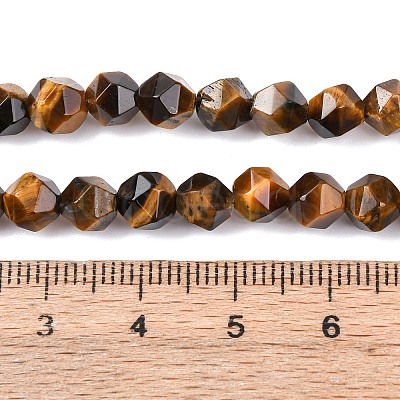 Faceted Natural Tiger Eye Beads Strands G-K066-01-6mm-01-1
