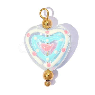 304 Stainless Steel with Glass Pendants GL-OY001-03G-01-1