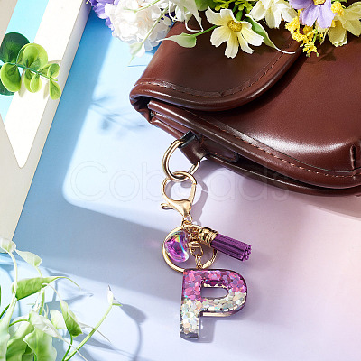 Alloy Resin Heart Keychains KEYC-TADJ0002-01G-P-1