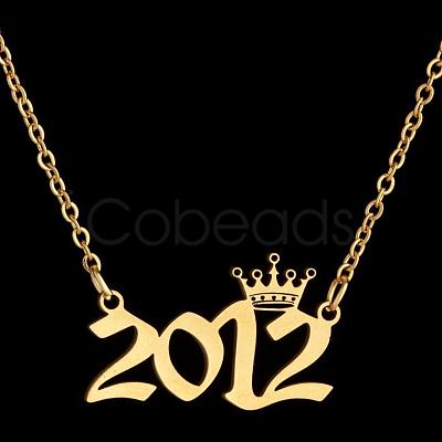 Crown Birth Year 201 Stainless Steel Pendant Necklaces for Women FS-WG4E8F2-33-1