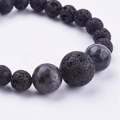 Natural Larvikite Stretch Bracelets BJEW-JB03159-01-1