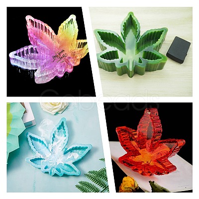 DIY Pot Leaf Ashtray Silicone Molds Kits DIY-OC0003-53-1