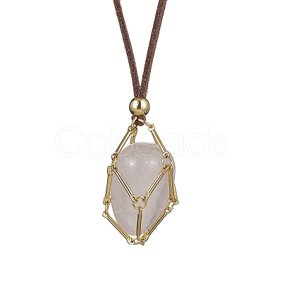 Crystal Holder Cage Necklaces NJEW-JN04586-02-1