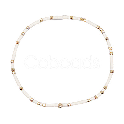 Minimalist Glass Seed Beads & Brass Beads Stretch Bracelets for Women BC0195-17-1