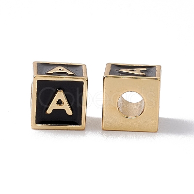 Rack Plating Brass Enamel Beads KK-B060-04G-01A-1