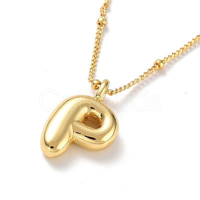 Initial Letter Brass Pendant Necklace NJEW-A015-21G-P-1