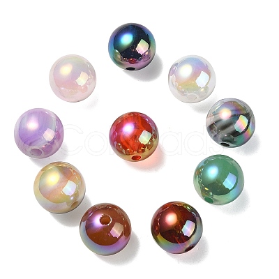 UV Plating Rainbow Iridescent Acrylic Beads X-PACR-E001-03-1
