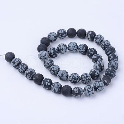 Natural Snowflake Obsidian Beads Strands G-Q462-8mm-10-1