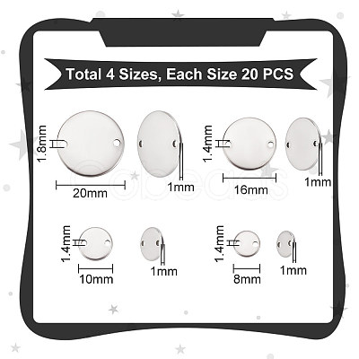 80Pcs 4 Styles 201 Stainless Steel Connector Charms STAS-UN0052-74-1