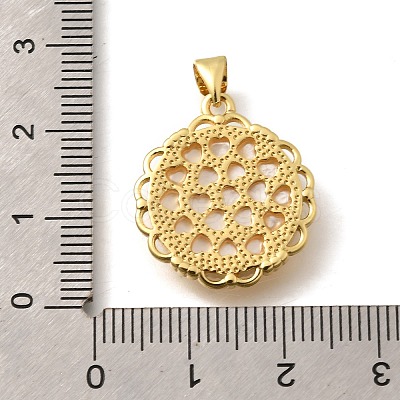 Brass with Natural Shell Carved Pendants KK-Z091-05G-01-1
