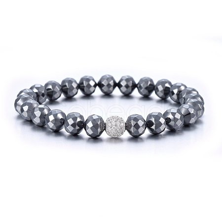 Non-magnetic Synthetic Hematite Beaded Stretch Bracelets BJEW-H584-05-1
