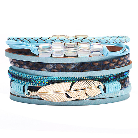PU Leather Multi-strand Bracelets BJEW-F352-02G-03-1
