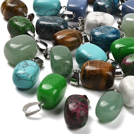 Natural & Synthetic Mixed Gemstone Pendants G-Z067-03P-01-1