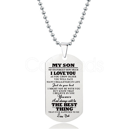 201 Stainless Steel To My Son Dog Tag Pendant Ball Chain Necklaces FS-WG527E6-17-1