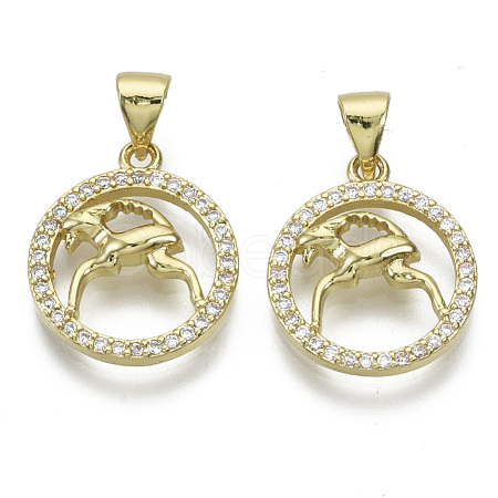 Brass Micro Pave Cubic Zirconia Pendants X-ZIRC-S061-199H-G-NF-1