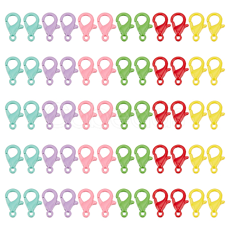 60Pcs 6 Colors Spray Painted Eco-Friendly Alloy Lobster Claw Clasps FIND-PH0004-93-1