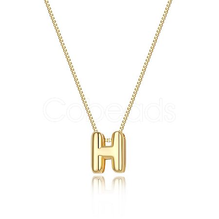 Brass Initial Pendant Box Chain Necklaces for Women FS-WG5C822-08-1