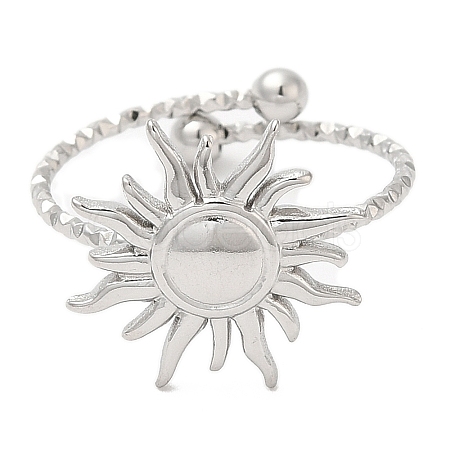 Non-Tarnish 304 Stainless Steel Sun Open Cuff Ring for Women RJEW-M149-08P-1