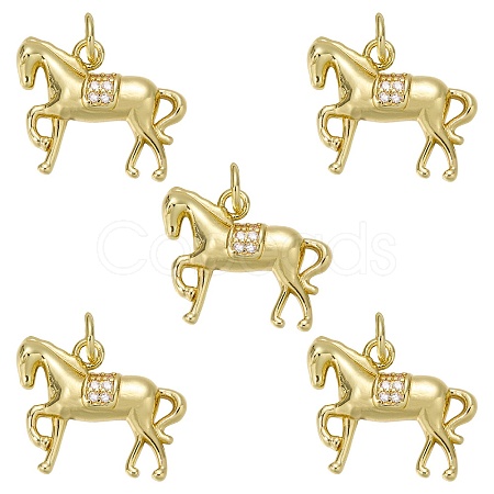 5Pcs Brass Micro Pave Clear Cubic Zirconia Pendants ZIRC-SZ0005-80-1