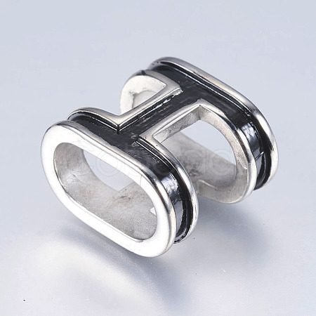 Leather Bracelet Findings Smooth Surface 304 Stainless Steel Enamel Slide Charms Beads STAS-I072-011P-1