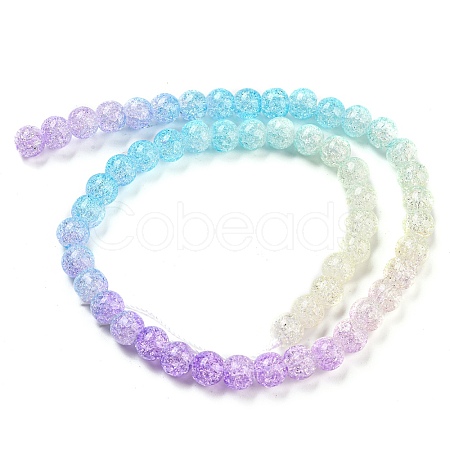 Spray Painted Crackle Glass Beads Strands DGLA-C002-8mm-07-1