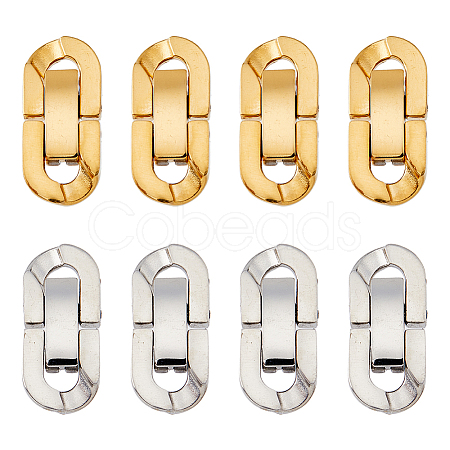 Unicraftale 8 Sets 2 Colors 304 Stainless Steel Fold Over Clasps STAS-UN0046-68-1