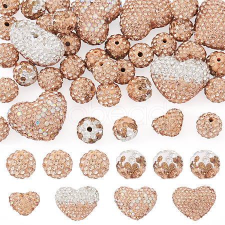 38Pcs Handmade Polymer Clay Rhinestone Beads CLAY-BT0001-14-1